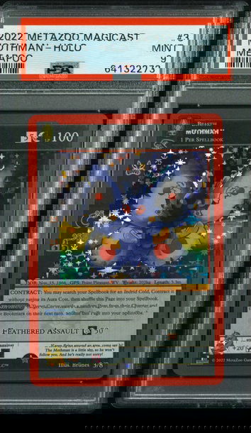 🦋🧨2022 Metazoo Magicast Metapoo #3 MOTHMAN-Holo | PSA 9 | 🚨🌲LOW PRINT RUN📈
