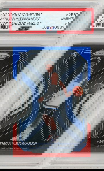 ANTHONY EDWARDS 2020-21 Panini Prizm Red White & Blue Prizm Rc #258 PSA 9
