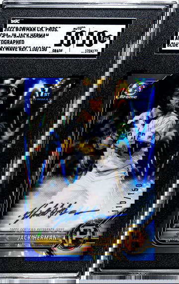 2022 Bowman Chrome Jack Herman CPA-JH 1st Auto Blue Raywave numbered 110/150