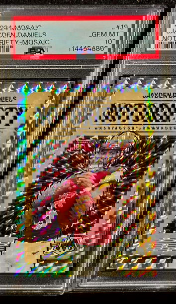 JAYDEN DANIELS 2024 Mosaic Notoriety Silver Mosaic Prizm Rookie RC Gem PSA 10