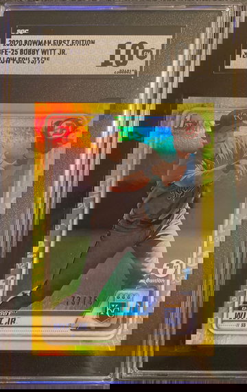 2020 Bowman First Edition Bobby Witt Jr Yellow Foil /75 SGC 10