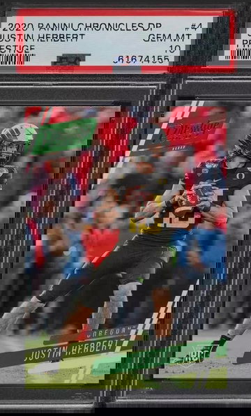 2020 panini chronicles draft picks prestige 4  justin herbert psa 10 