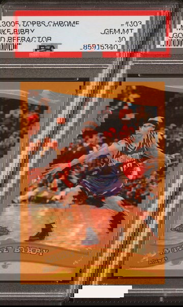 2005 TOPPS CHROME MIKE BIBBY #103 GOLD REFRACTOR 50 OF 99 KINGS PSA 10 GEM MT