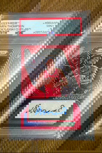 2023 Prizm Amen Thompson Rookie Signature Rookie Auto Red /99 PSA 9 #RSIAMN