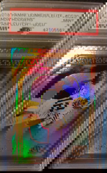 2018 Donruss Elite Aaron Rodgers Captain gold parallel /10 PSA 9