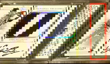 CODY BELLINGER 2017 NATIONAL TREASURES HOLO GOLD ROOKIE AUTO PATCH #/25 PSA 8.5