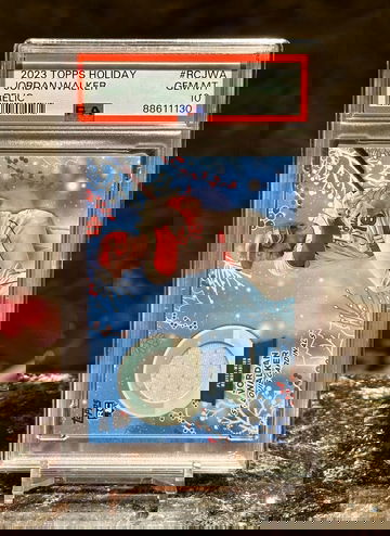 2023 Topps Holiday JORDAN WALKER RC RELIC Rookie Jersey PSA 10 GEM MINT POP 2!