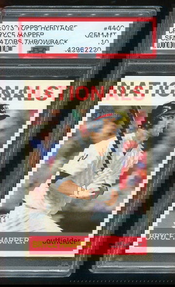 2013 TOPPS HERITAGE #440 BRYCE HARPER SENATORS THROWBACK SSP PSA 10