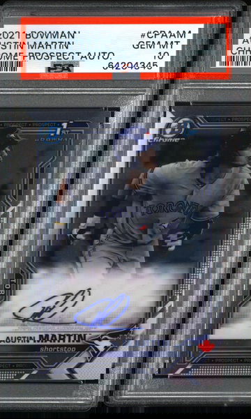 2021 BOWMAN CHROME AUTO Austin Martin PSA 10