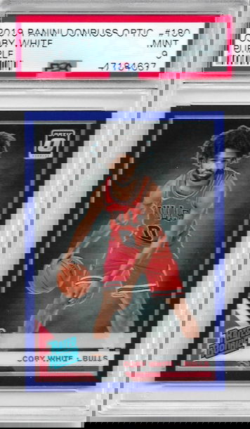 2019-20 Panini Donruss Optic Rated Rookie Purple Prizm Holo Coby White #180 PSA 9 RC Mint