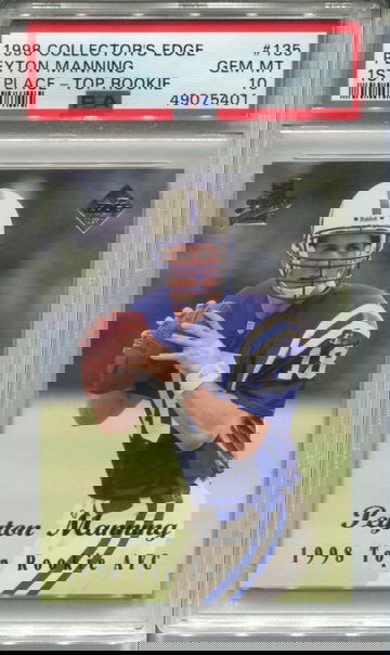 1998 COLLECTOR'S EDGE 1ST PLACE #135 PEYTON MANNING TOPP ROOKIE PSA 10 GEM MINT