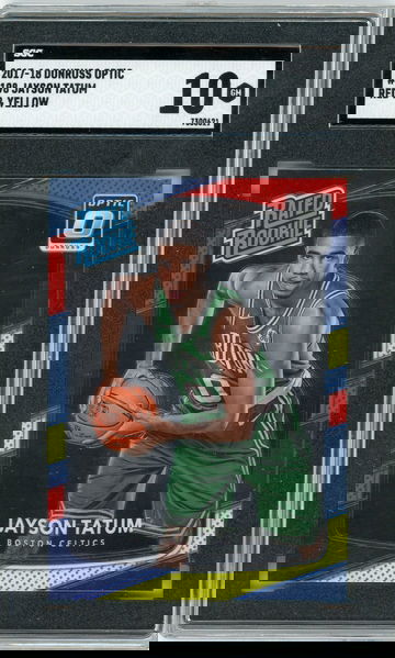 2017-18 Donruss Optic Jayson Tatum Rated Rookie RC #198 Red & Yellow SGC 10 Gem Mint Celtics