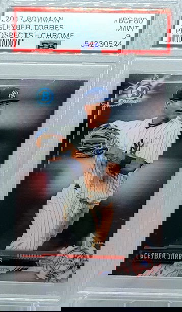 2017 BOWMAN #BCP80 GLEYBER TORRES PROSPECTS-CHROME PSA 9
