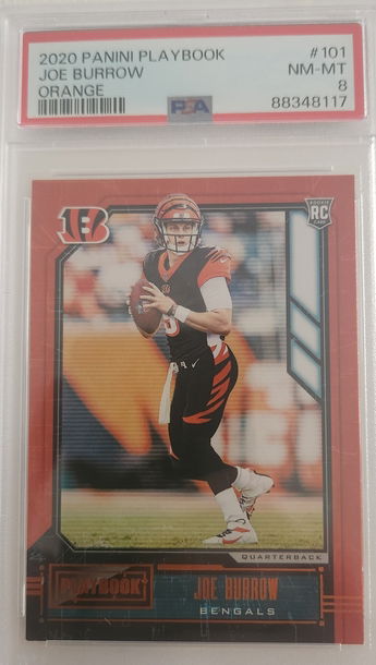 2020 Playbook Joe Burrow Orange PSA 8