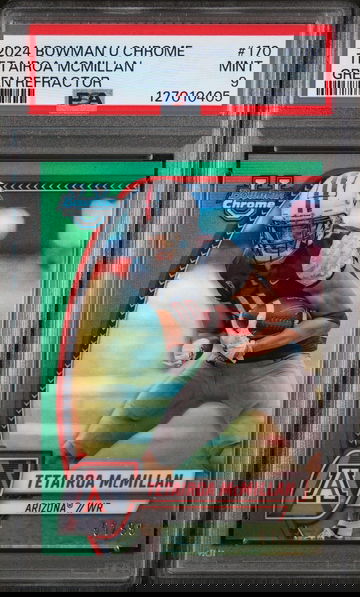 2024 Bowman University Chrome Green Refractor Tetairoa Mcmillan #170 /99 PSA 9