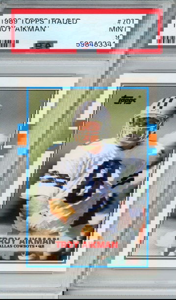 TROY AIKMAN 1989 Topps Traded ROOKIE #70T PSA 9 MINT Dallas Cowboys RC