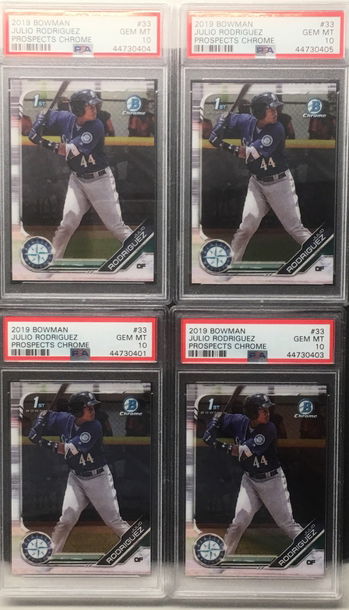 Julio Rodriguez Bowman chrome RC x4 psa 10