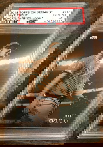 2018 TOPPS ON DEMAND BLACK AND WHITE SEPIA MIKE TROUT PSA 10 GEM MINT