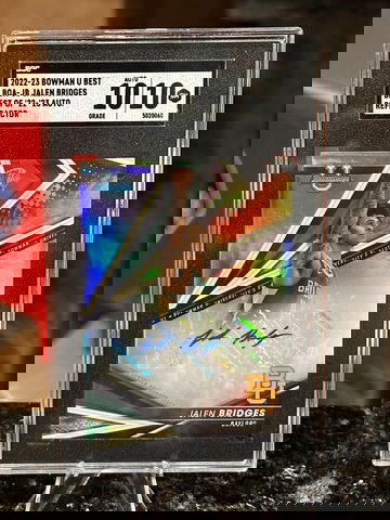 2022-23 Bowman University Best U JALEN BRIDGES ROOKIE AUTO REFRACTOR SGC 10 Suns