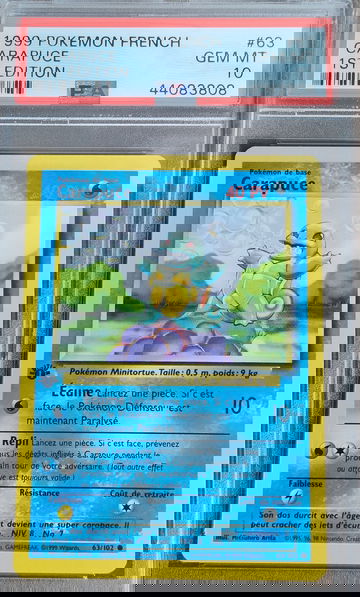 1999 Pokemon French Carapuce Squirtle PSA 10 1st Edition #63