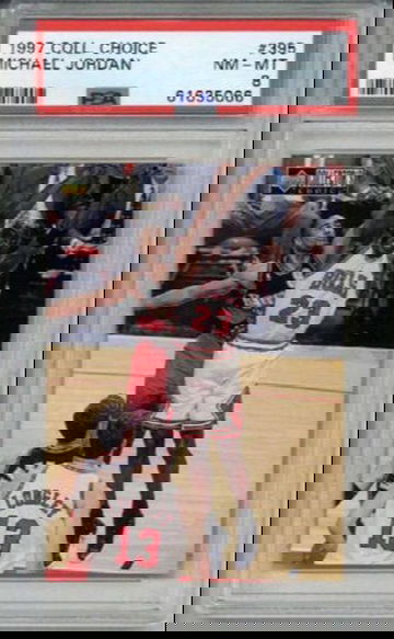 1997 UPPER DECK COLLECTOR'S CHOICE #395 MICHAEL JORDAN CARD BULLS PSA 8 LOW POP