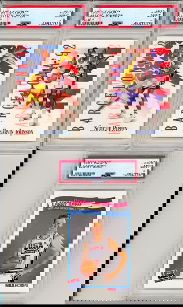 USA Dream Team 1991 Skybox PSA 9 lot 3 Magic 533 Pippen NBA Hoops Bird