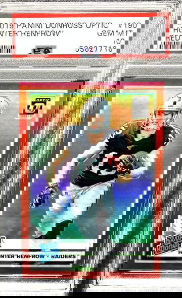 2019 Donruss Optic 190 Hunter Renfrow Red Prizm RC #22/99 *PSA 10 GEM MT * Pop 3