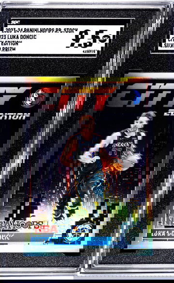 2023-24 Panini Hoops Premium Stock #23 Luka Doncic City Ed. Silver Prizm SGC 9.5