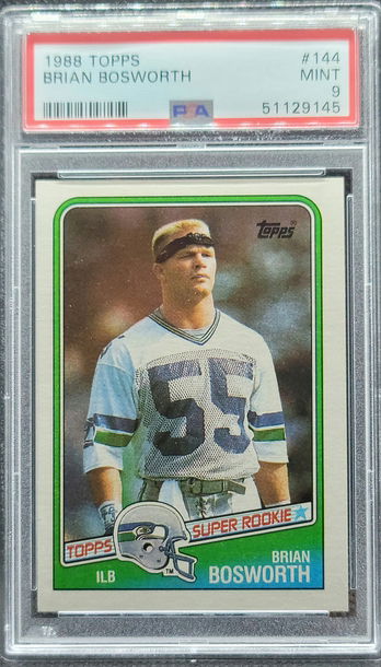 1988 Topps #144 Brian Bosworth BOZ Super Rookie RC Seattle Seahawks PSA 9
