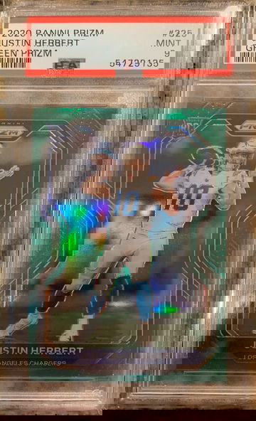 Justin Herbert Green Prizm Rookie PSA 9