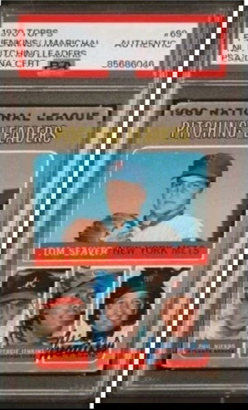 1970 Topps #69 leaders Jenkins & Marichal PSA Authentic Auto 