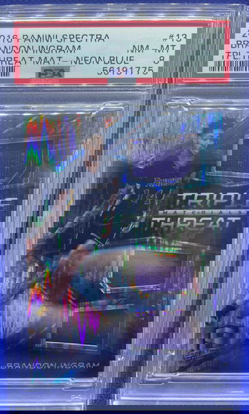 Brandon Ingram 2016 Panini Spectra Triple Threat Patch Blue /99 RC PSA 8 Pop 1