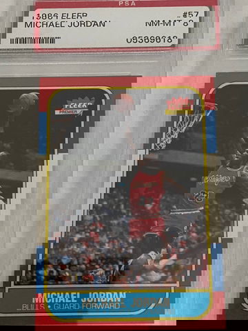 1986 MICHAEL JORDAN FLEER ROOKIE #57 - PSA8