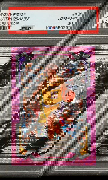 2023-24 Prizm Austin Reaves Pink Pulsar #/42 Lakers PSA 10