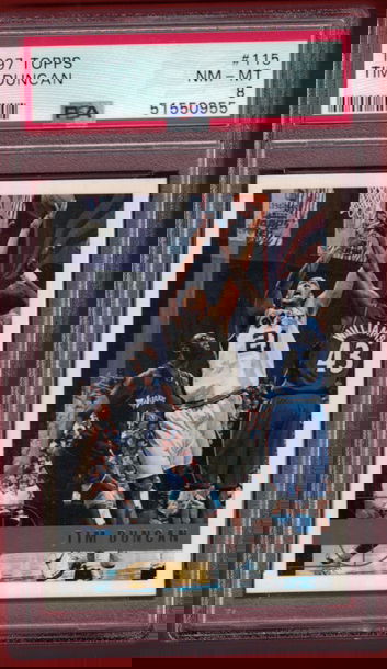 1997 TOPPS TIM DUNCAN ( SPURS ) PSA 8 ROOKIE CARD RC #115!