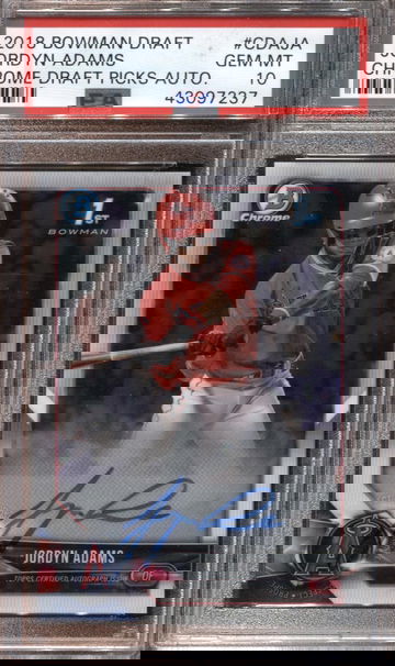 JORDYN ADAMS PSA 10 2018 BOWMAN CHROME DRAFT PROSPECT AUTO AUTOGRAPH ANGELS 7237