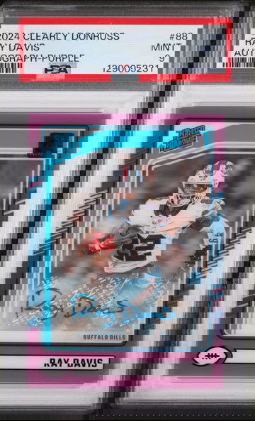 Ray Davis *POP 1* 2024 Panini Clearly Donruss Auto Purple #88 Rookie RC  Bills  Auto SP /75