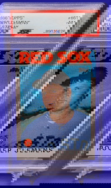 1986 Topps Roger Clemens Blue Streak PSA 7