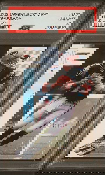 2002 TOM BRADY UPPER DECK MVP SILVER #/100 PSA 8 POP 2 6 HIGHER [HE-6]