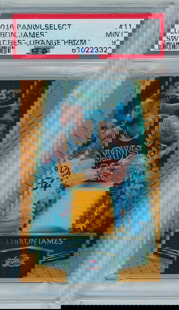 2016 Panini Select #11 Lebron James - Swatches - Orange Prizm # /60 (PSA 9) Cavaliers (NBA) | Game Worn Patch