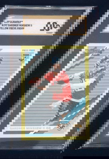 2019 Donruss Gardner Minshew II Yellow Press Proof SGC Pristine 10