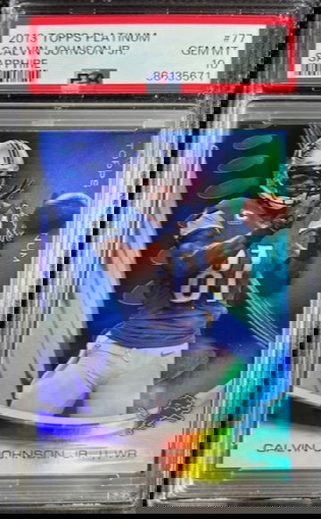 2013 Topps Platinum Sapphire #77 Calvin Johnson Jr HOF PSA 10 Gem Mint Pop 2