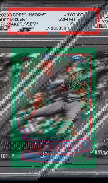 2023 Topps Chrome Youthquake Green Bobby Miller #YQ100 RC /99 PSA 10