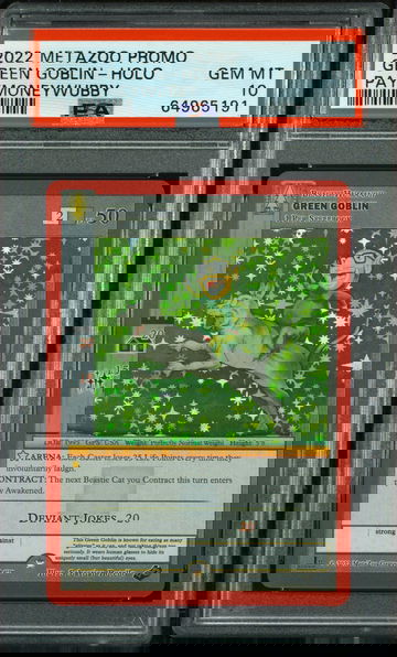 💎🤑 2022 Metazoo Promo GREEN GOBLIN 😈-FULL HOLO PAYMONEYWUBBY 💵🌲 PSA 10 🦁