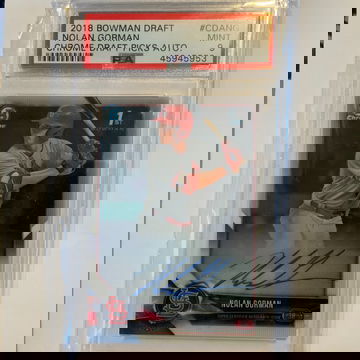 Nolan Gorman 2018 Bowman Chrome Draft Autograph PSA 9