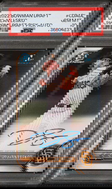 2022 Bowman Draft Chrome Draft Pick Dylan Lesko #CDA-DL Auto PSA 10