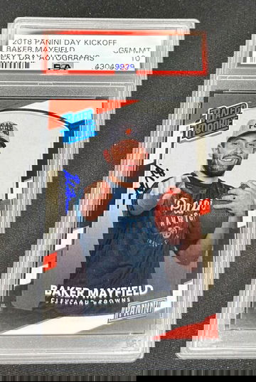 2018 Baker Mayfield Panini Next Day Kickoff Rated Rookie Auto PSA 10 Autographs Personal Edition RC SP