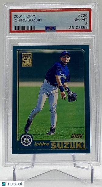 2001 Topps Ichiro Suzuki Rookie #726 Seattle Mariners RC PSA 8 NM-MT
