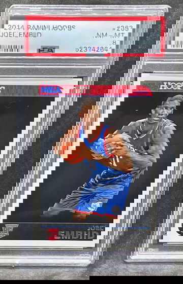 2014 NBA Hoops Joel Embiid PSA 8 Rookie RC 