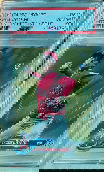 2018 Topps Update Shohei Ohtani Gold Pitching in Red US1 PSA 10